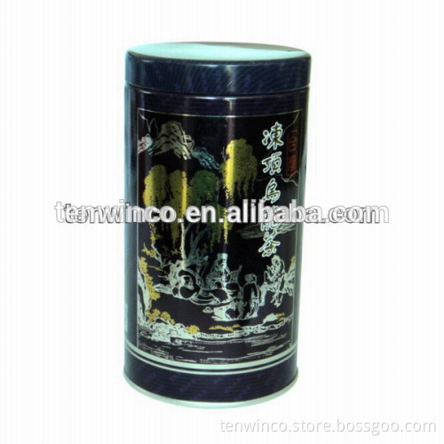 round tea tin can with inner plug lids